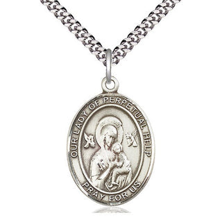 Sterling Silver Our Lady of Perpetual Help Medal Catholic Jewelry Engraved Catholic Saint Jewelry