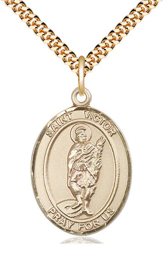 14kt Gold Filled Saint Victor of Marseilles Medal Catholic Jewelry Engraved Catholic Saint Jewelry