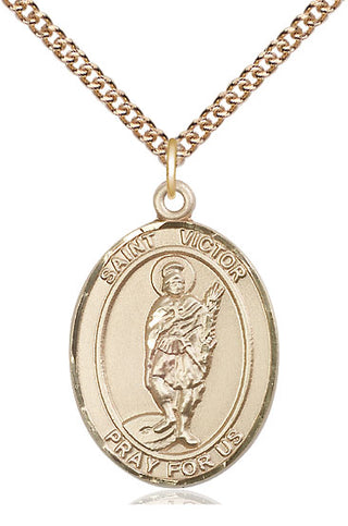 14kt Gold Filled Saint Victor of Marseilles Medal Catholic Jewelry Engraved Catholic Saint Jewelry