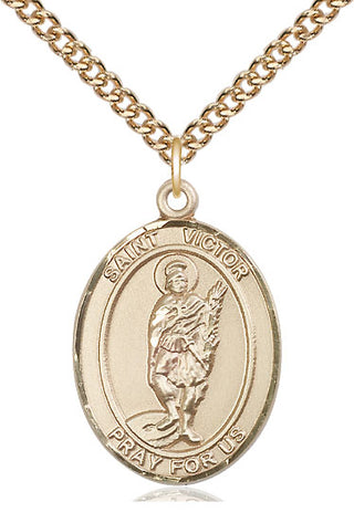 14kt Gold Filled Saint Victor of Marseilles Medal Catholic Jewelry Engraved Catholic Saint Jewelry
