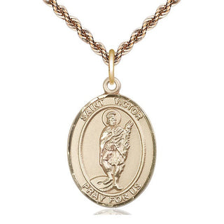14kt Gold Filled Saint Victor of Marseilles Medal Catholic Jewelry Engraved Catholic Saint Jewelry