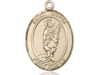 14kt Gold Saint Victor of Marseilles Medal Engraved Catholic Saint Jewelry