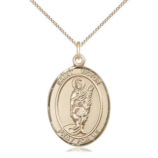 14kt Gold Saint Victor of Marseilles Medal Engraved Catholic Saint Jewelry