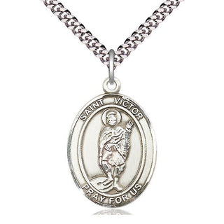 Pewter Saint Victor of Marseilles Medal Catholic Jewelry Engraved Catholic Saint Jewelry