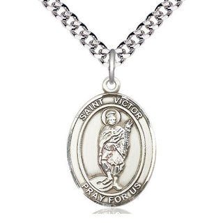 Pewter Saint Victor of Marseilles Medal Catholic Jewelry Engraved Catholic Saint Jewelry