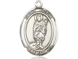 Sterling Silver Saint Victor of Marseilles Medal Catholic Jewelry Engraved Catholic Saint Jewelry