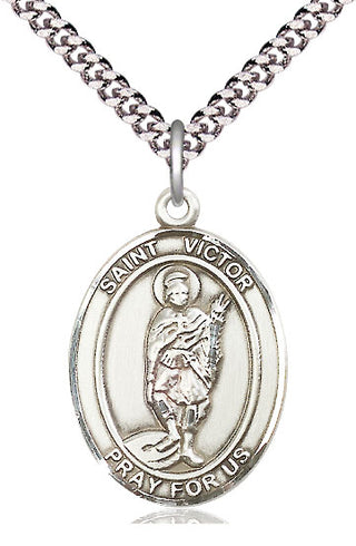 Sterling Silver Saint Victor of Marseilles Medal Catholic Jewelry Engraved Catholic Saint Jewelry