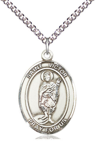Sterling Silver Saint Victor of Marseilles Medal Catholic Jewelry Engraved Catholic Saint Jewelry