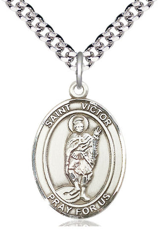 Sterling Silver Saint Victor of Marseilles Medal Catholic Jewelry Engraved Catholic Saint Jewelry