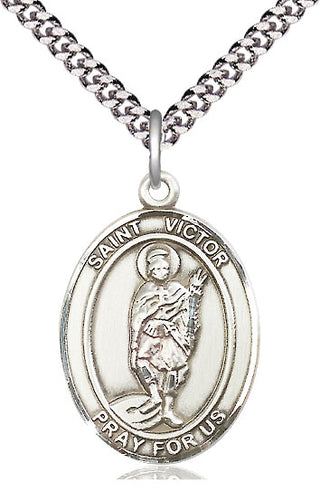 Sterling Silver Saint Victor of Marseilles Medal Catholic Jewelry Engraved Catholic Saint Jewelry