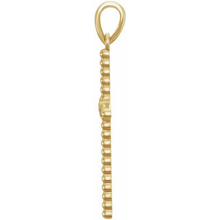 14K Yellow 33.3x17.6 mm .03 CTW Natural Diamond Beaded Cross Pendant