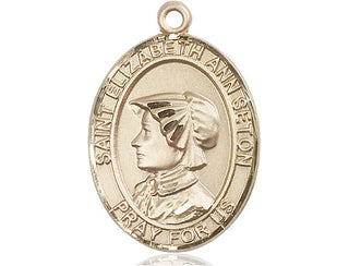 14kt Gold Filled Saint Elizabeth Ann Seton Medal Engraved Catholic Saint Jewelry