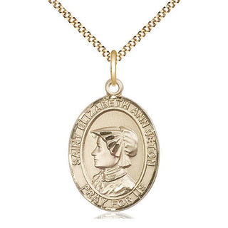 14kt Gold Filled Saint Elizabeth Ann Seton Medal Catholic Jewelry Engraved Catholic Saint Jewelry