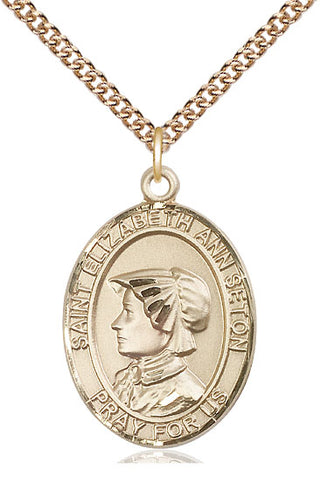 14kt Gold Filled Saint Elizabeth Ann Seton Medal Catholic Jewelry Engraved Catholic Saint Jewelry