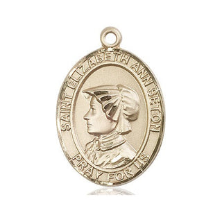 14kt Gold Saint Elizabeth Ann Seton Medal Engraved Catholic Saint Jewelry