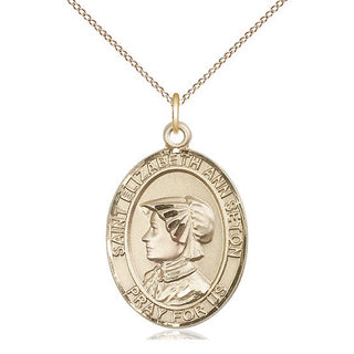 14kt Gold Saint Elizabeth Ann Seton Medal Engraved Catholic Saint Jewelry