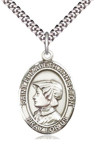 Pewter Saint Elizabeth Ann Seton Medal Catholic Jewelry Engraved Catholic Saint Jewelry