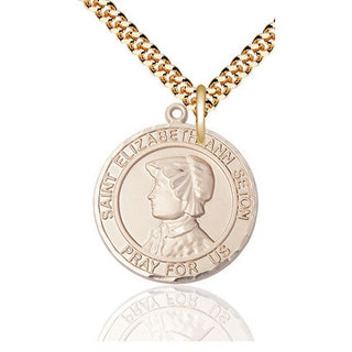 14kt Gold Filled Saint Elizabeth Ann Seton Medal Catholic Jewelry Engraved Catholic Saint Jewelry