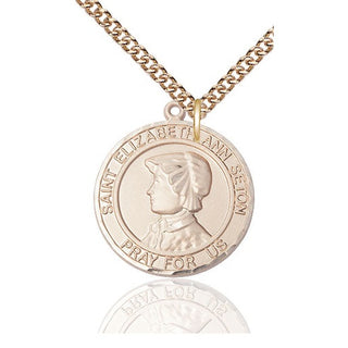 14kt Gold Filled Saint Elizabeth Ann Seton Medal Catholic Jewelry Engraved Catholic Saint Jewelry