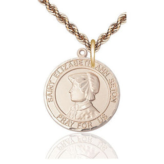 14kt Gold Saint Elizabeth Ann Seton Medal Engraved Catholic Saint Jewelry
