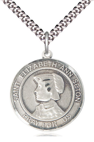 Pewter Saint Elizabeth Ann Seton Medal Catholic Jewelry Engraved Catholic Saint Jewelry