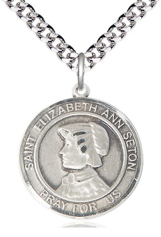 Pewter Saint Elizabeth Ann Seton Medal Catholic Jewelry Engraved Catholic Saint Jewelry