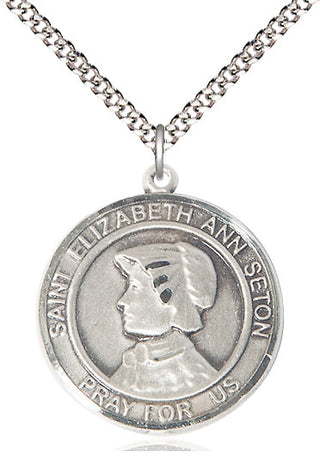 Pewter Saint Elizabeth Ann Seton Medal Catholic Jewelry Engraved Catholic Saint Jewelry