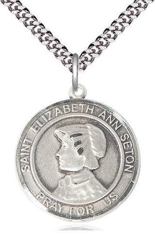 Sterling Silver Saint Elizabeth Ann Seton Medal Catholic Jewelry Engraved Catholic Saint Jewelry