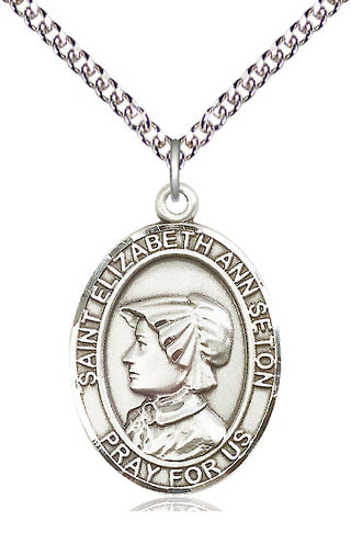 Sterling Silver Saint Elizabeth Ann Seton Medal Catholic Jewelry Engraved Catholic Saint Jewelry