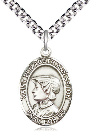 Sterling Silver Saint Elizabeth Ann Seton Medal Catholic Jewelry Engraved Catholic Saint Jewelry