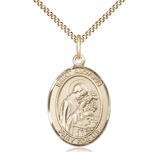 14kt Gold Filled Saint Aloysius Gonzaga Medal Catholic Jewelry Engraved Catholic Saint Jewelry
