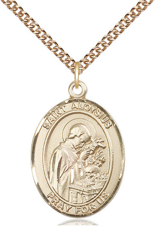 14kt Gold Saint Aloysius Gonzaga Medal Engraved Catholic Saint Jewelry