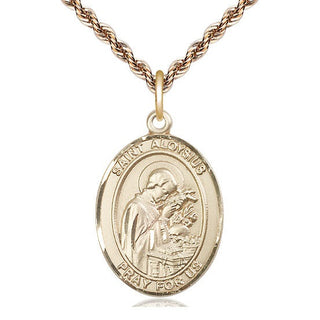 14kt Gold Saint Aloysius Gonzaga Medal Engraved Catholic Saint Jewelry