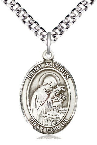 Pewter Saint Aloysius Gonzaga Medal Catholic Jewelry Engraved Catholic Saint Jewelry