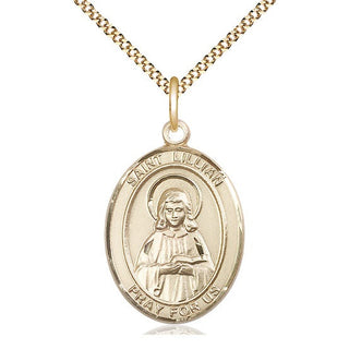 14kt Gold Filled Saint Lillian Medal Catholic Jewelry Engraved Catholic Saint Jewelry