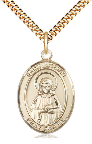 14kt Gold Filled Saint Lillian Medal Catholic Jewelry Engraved Catholic Saint Jewelry