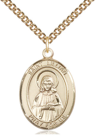 14kt Gold Filled Saint Lillian Medal Catholic Jewelry Engraved Catholic Saint Jewelry