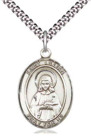 Pewter Saint Lillian Medal Catholic Jewelry Engraved Catholic Saint Jewelry