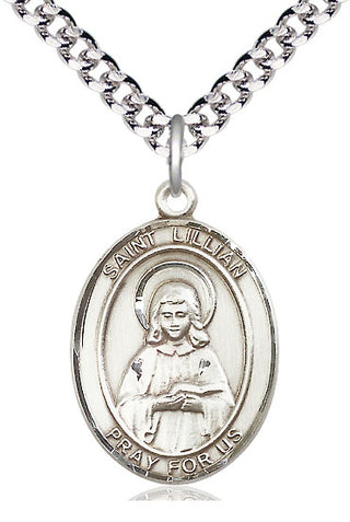 Pewter Saint Lillian Medal Catholic Jewelry Engraved Catholic Saint Jewelry
