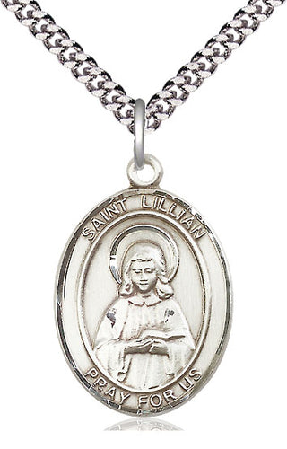 Pewter Saint Lillian Medal Catholic Jewelry Engraved Catholic Saint Jewelry