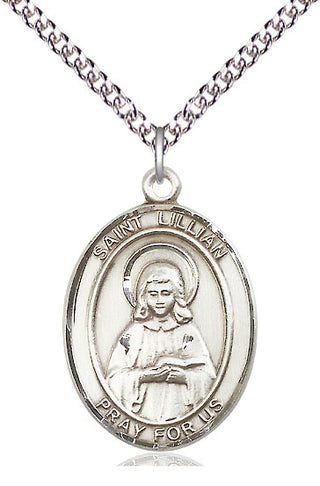 Sterling Silver Saint Lillian Medal Catholic Jewelry Engraved Catholic Saint Jewelry