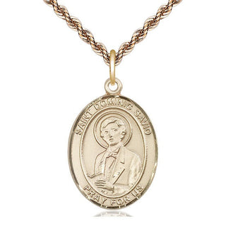 14kt Gold Filled Saint Dominic Savio Medal Catholic Jewelry Engraved Catholic Saint Jewelry