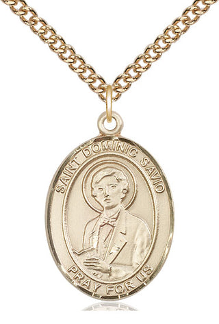 14kt Gold Saint Dominic Savio Medal Engraved Catholic Saint Jewelry