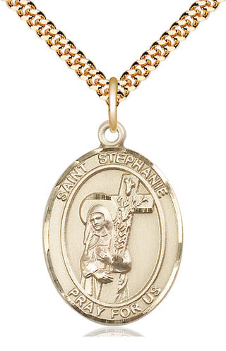 14kt Gold Filled Saint Stephanie Medal Catholic Jewelry Engraved Catholic Saint Jewelry