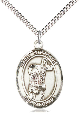 Pewter Saint Stephanie Medal Catholic Jewelry Engraved Catholic Saint Jewelry