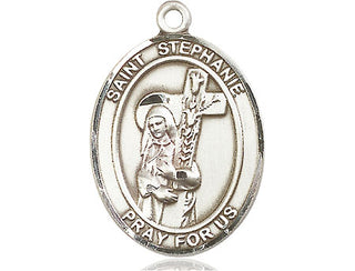 Sterling Silver Saint Stephanie Medal Catholic Jewelry Engraved Catholic Saint Jewelry