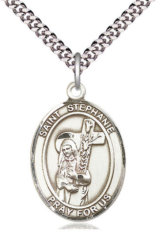 Sterling Silver Saint Stephanie Medal Catholic Jewelry Engraved Catholic Saint Jewelry
