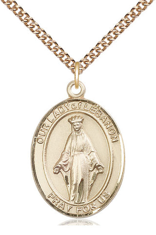 14kt Gold Filled Our Lady of Lebanon Medal Catholic Jewelry Engraved Catholic Saint Jewelry