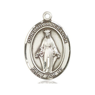 Sterling Silver Our Lady of Lebanon Medal Engraved Catholic Saint Jewelry