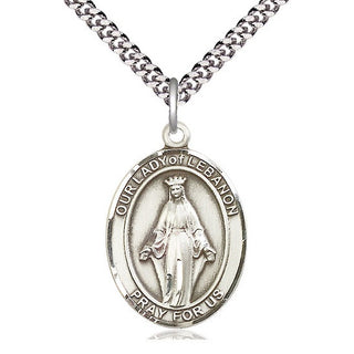Sterling Silver Our Lady of Lebanon Medal Catholic Jewelry Engraved Catholic Saint Jewelry